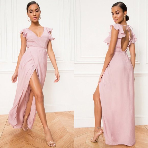 NWT Revolve superdown pink mae ruffle wrap maxi, Sz XS - Picture 2 of 9